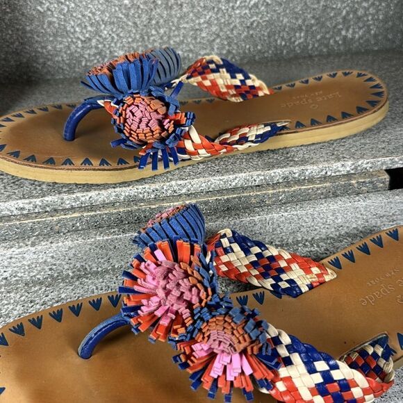 Kate Spade Idette PomPom, woven flat sandals Shoes Size 9 - Picture 5 of 7